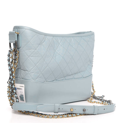 Chanel Aged Calfskin Quilted Medium Gabrielle Hobo Light Blue 3 of 10