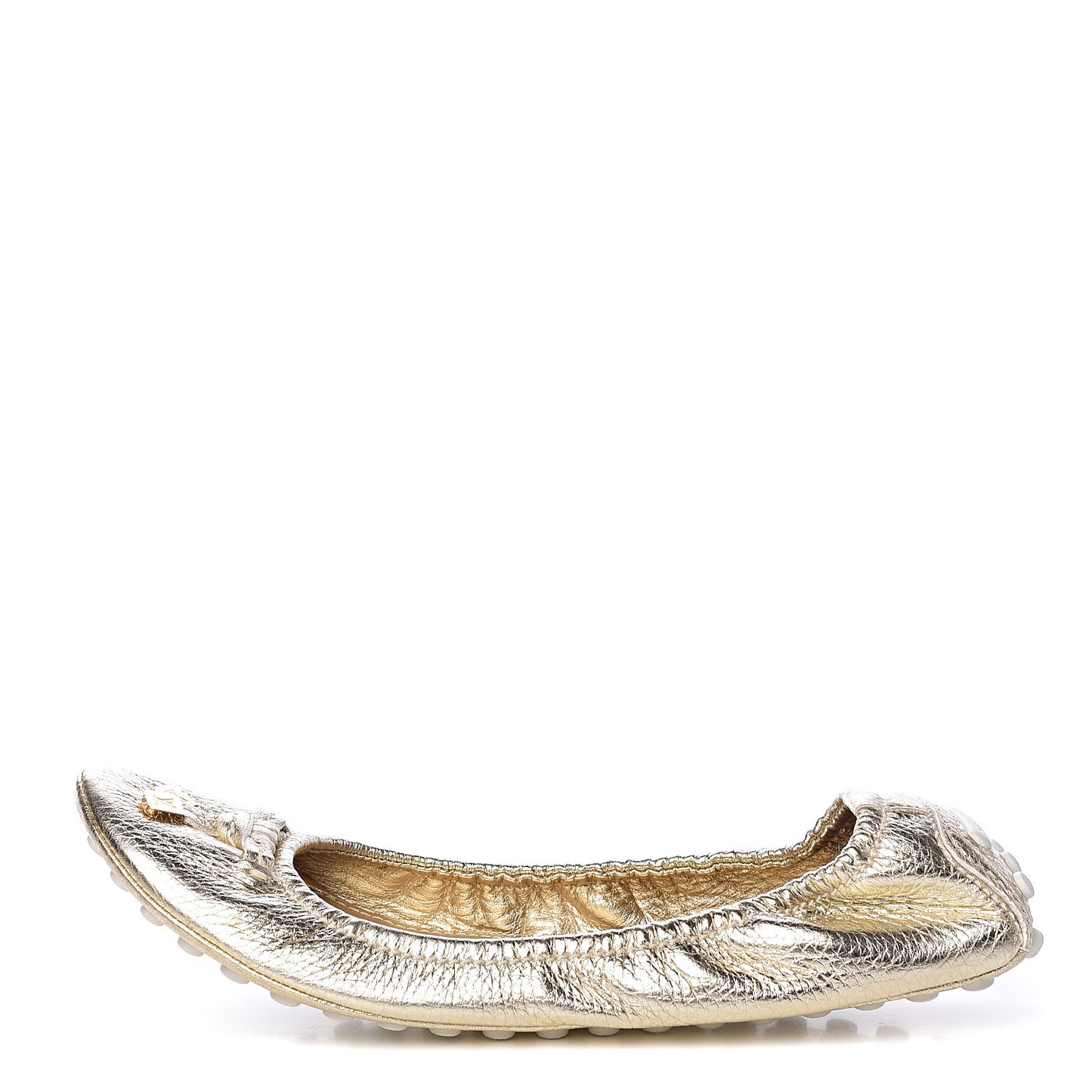 Metallic Calfskin Lemon Ballerina Flats 40 Gold