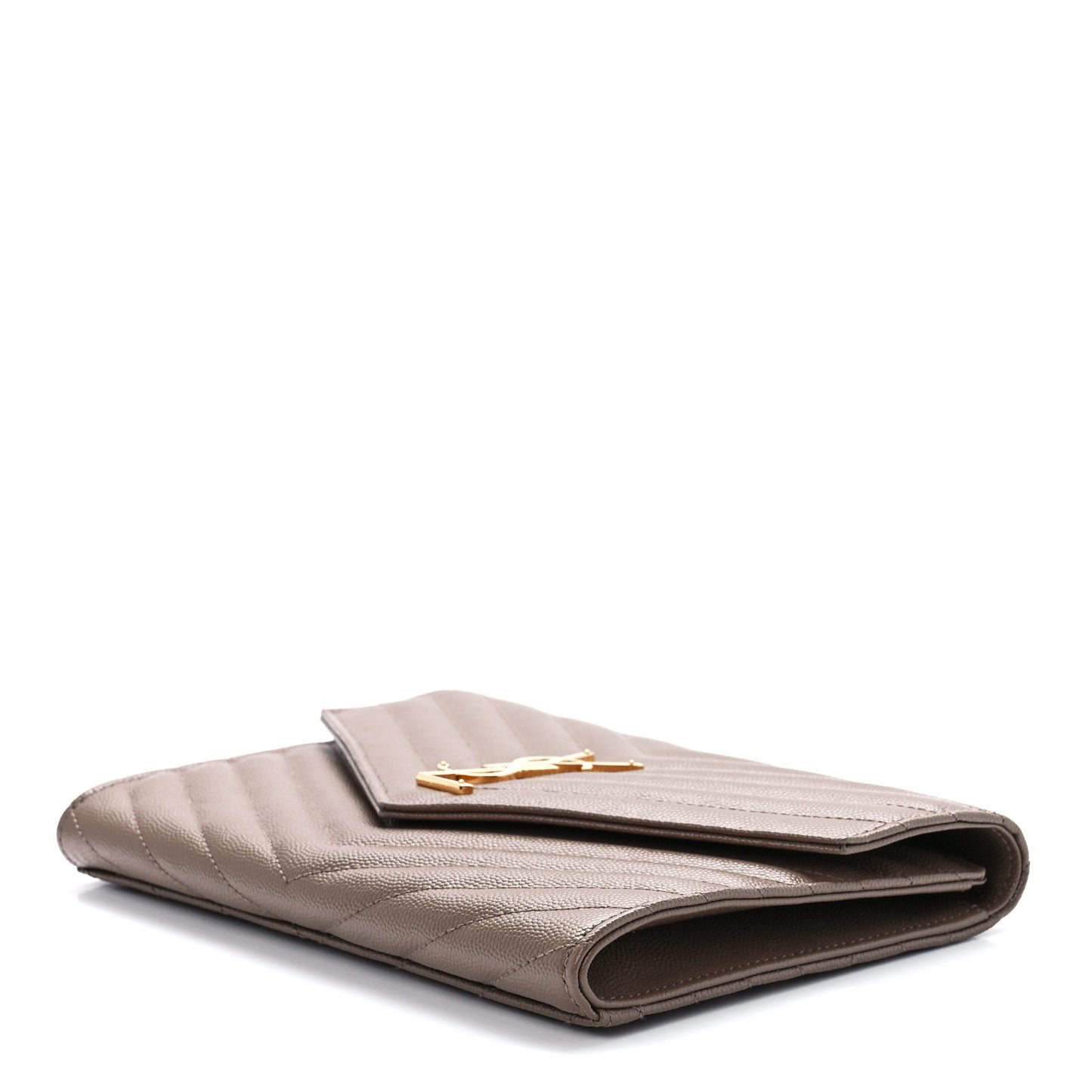 Grain De Poudre Matelasse Chevron Monogram Envelope Clutch Dark Beige