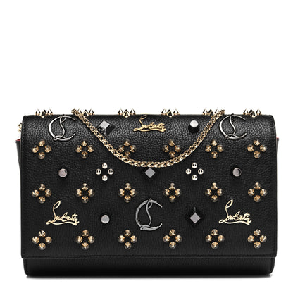Christian Louboutin Grained Calfskin Spikes Loubinthesky Paloma Wallet On Chain Black Multimetal 1 of 10