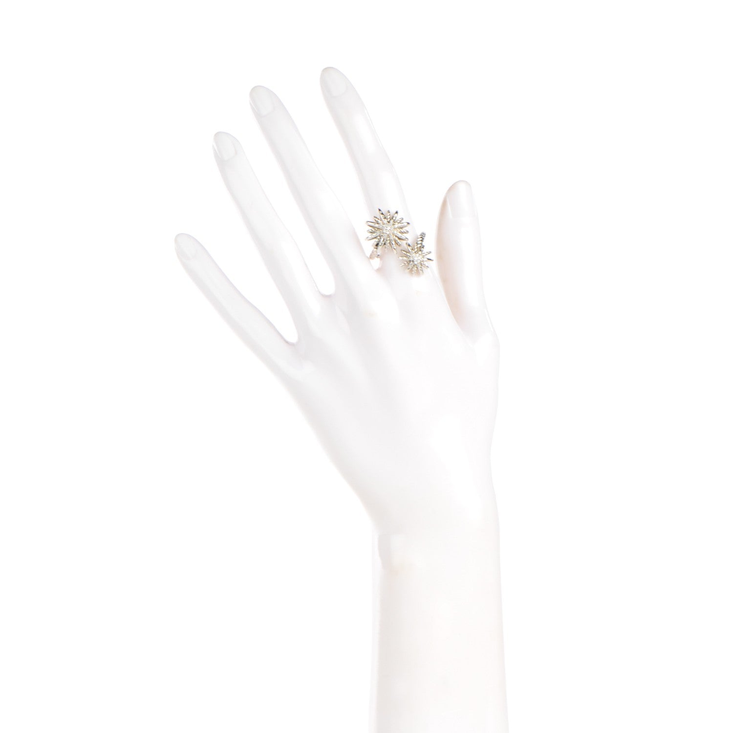 David Yurman Sterling Silver Pave Diamond 28mm Open Starburst Ring 53 6.5 2 of 3