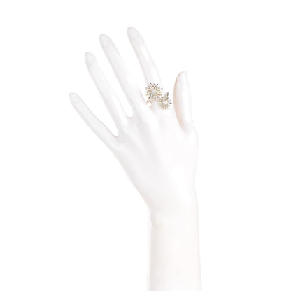 David Yurman Sterling Silver Pave Diamond 28mm Open Starburst Ring 53 6.5 2 of 3