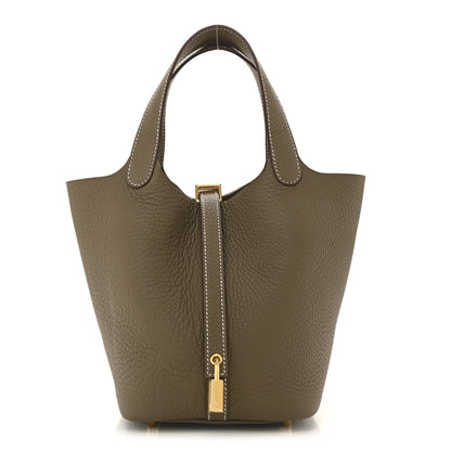 Hermes Taurillon Clemence Picotin Lock 18 PM Etoupe 1 of 11