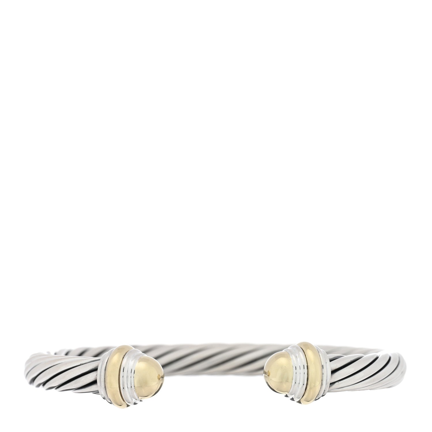 David Yurman Sterling Silver 14K Yellow Gold 7mm Cable Classics Dome Bracelet 1 of 3