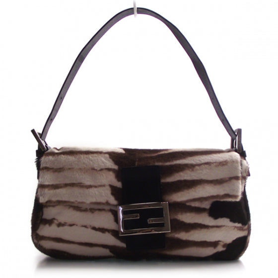 Fendi Calf Hair Zebra Print Baguette Handbag Bag 1 of 14