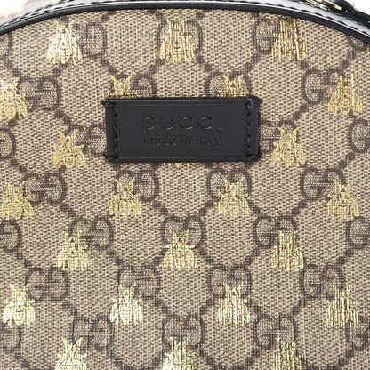 Gucci GG Supreme Monogram Bees Print Small Day Backpack Beige Oro Black 6 of 8