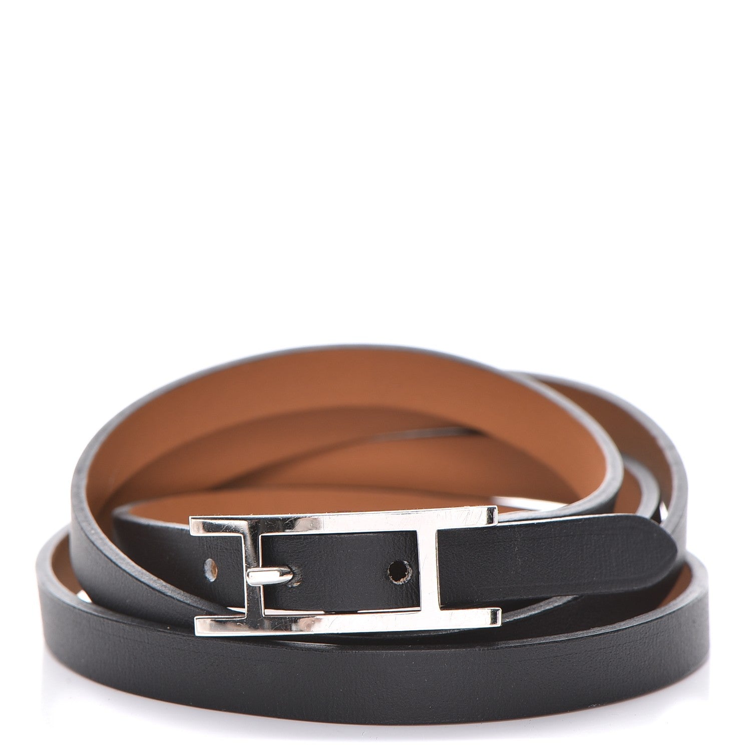 Hermes Chamonix Hapi 3MM Triple Tour Wrap Bracelet L Black 1 of 7
