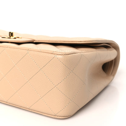 Chanel Caviar Quilted Jumbo Double Flap Beige 10 of 11