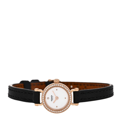 Hermes 18K Yellow Gold Barenia Diamond 16mm Faubourg Quartz Watch Noir 2 of 5