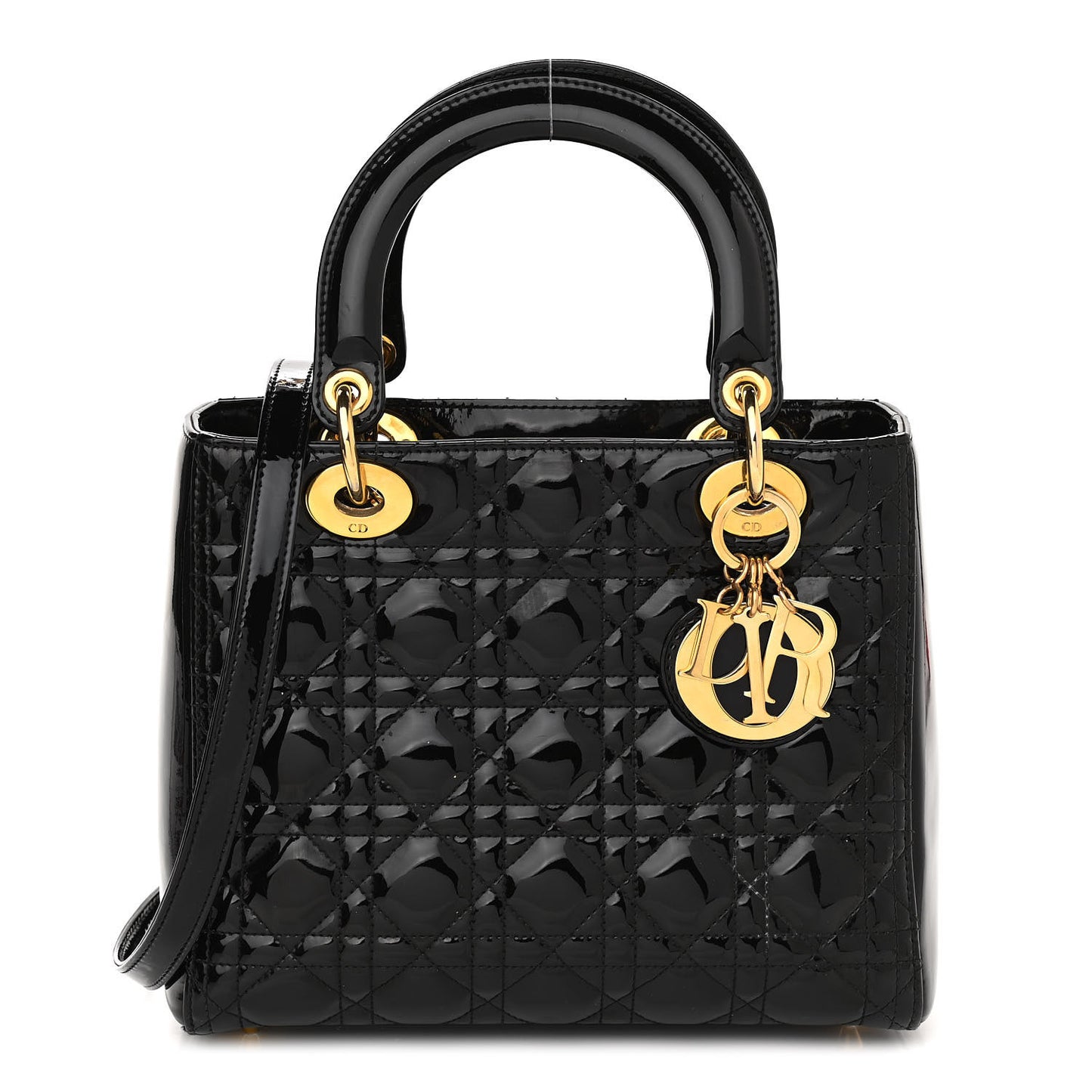 Patent Cannage Medium Lady Dior Black
