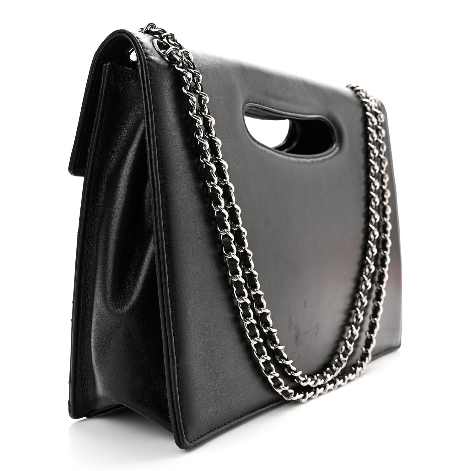 Chanel Lambskin Top Handle Logo Flap Black 3 of 11