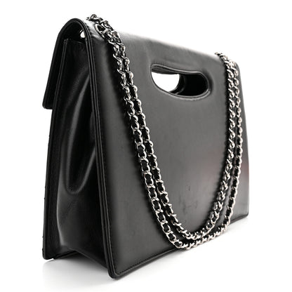 Chanel Lambskin Top Handle Logo Flap Black 3 of 11
