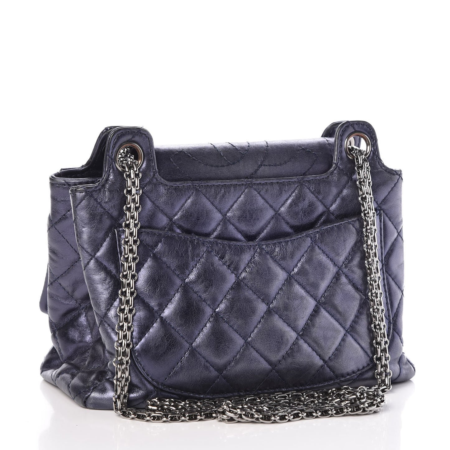 Metallic Aged Calfskin Quilted Reissue 2.55 Accordion Flap Blue