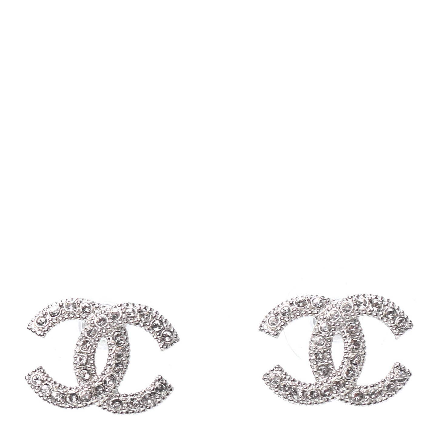 Crystal CC Coco Flapper Earrings Silver