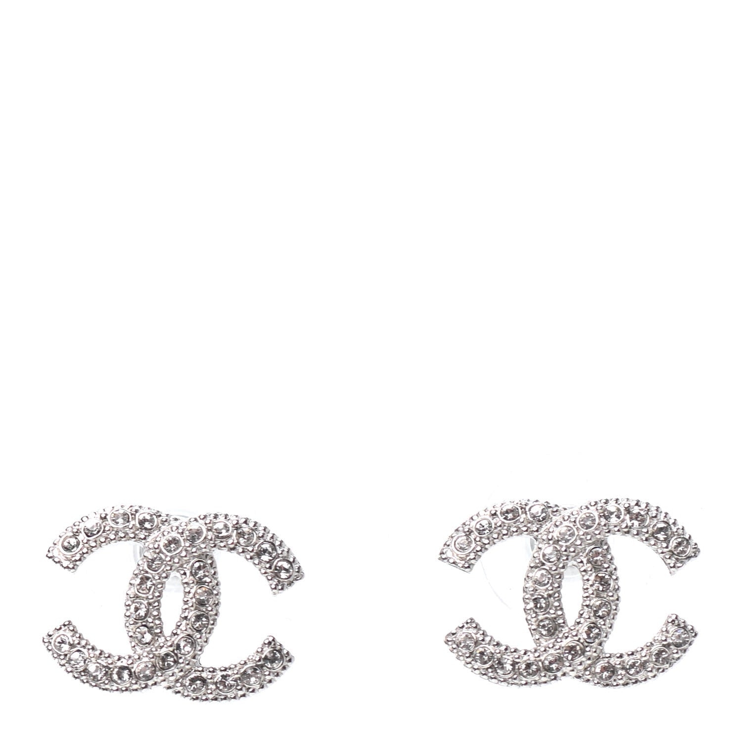 Chanel Crystal CC Coco Flapper Earrings Silver 1 of 4