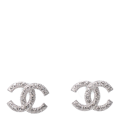 Chanel Crystal CC Coco Flapper Earrings Silver 1 of 4