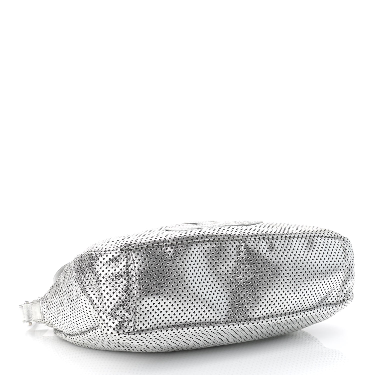 Chanel Metallic Glazed Calfskin Perforated Medium Rodeo Drive Tote Silver 4 of 9