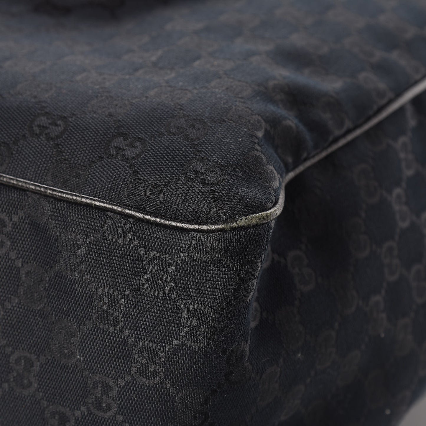 GG Monogram Medium Web Handle Double Pocket Tote Black