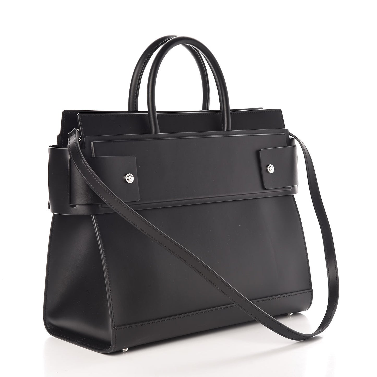 Smooth Calfskin Medium Horizon Satchel Black