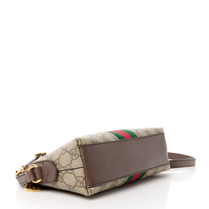 Gucci GG Supreme Monogram Textured Dollar Calfskin Web Small Ophidia Dome Shoulder Bag Beige Ebony New Acero 4 of 12