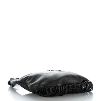 Gucci Grained Calfskin Large New Jackie Nouveau Fringe Hobo Black 4 of 7