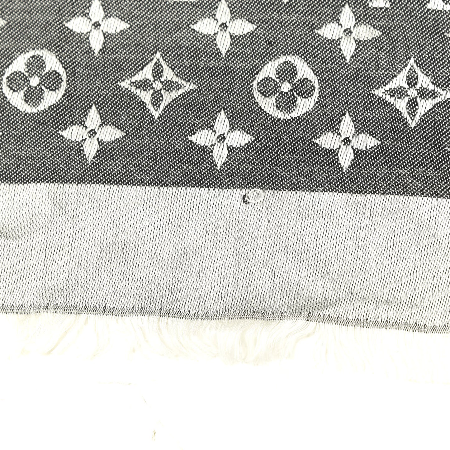 Silk Wool Monogram Denim Shawl Black