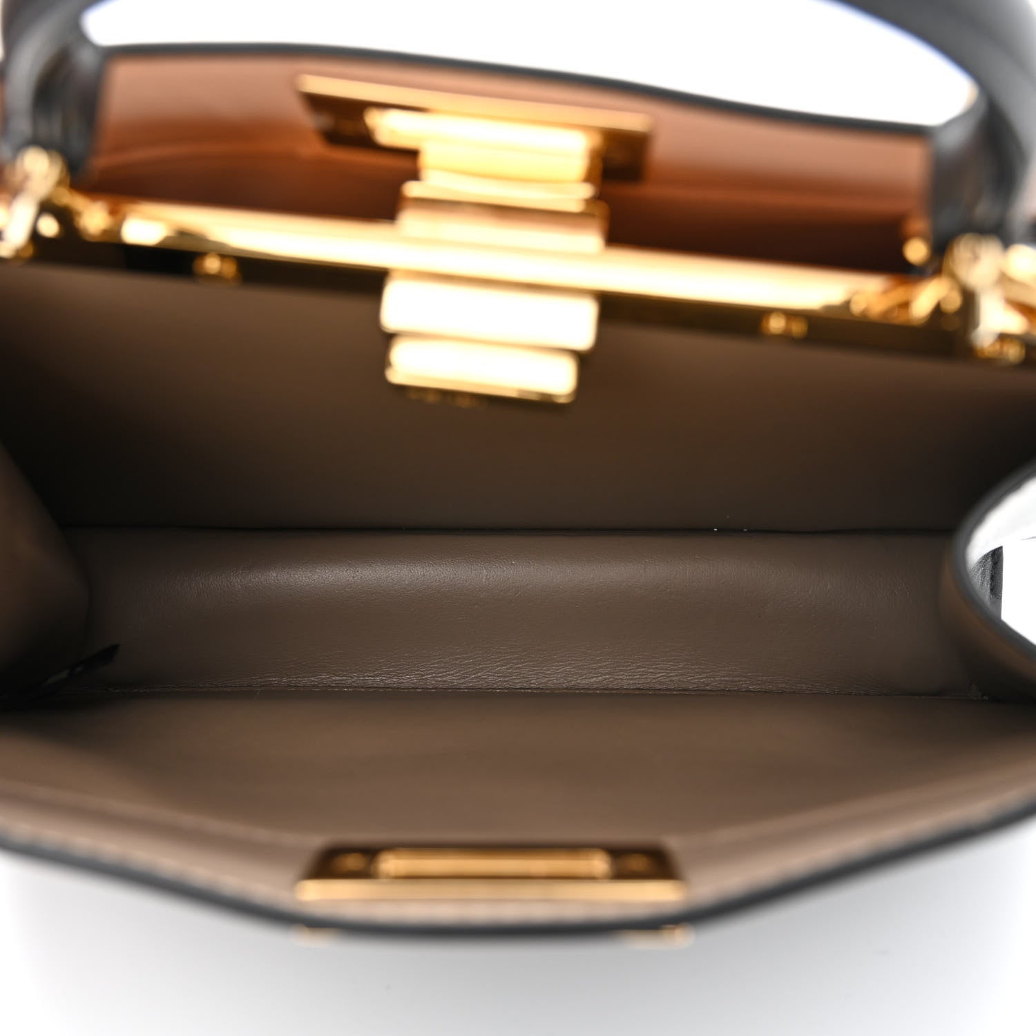 Fendi Vitello Seta Nappa Bi-Color Small Peekaboo I SEE U Satchel Black Light Rose Tortora 6 of 11