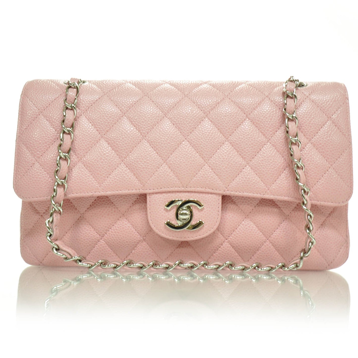 Caviar Medium Double Flap Pink