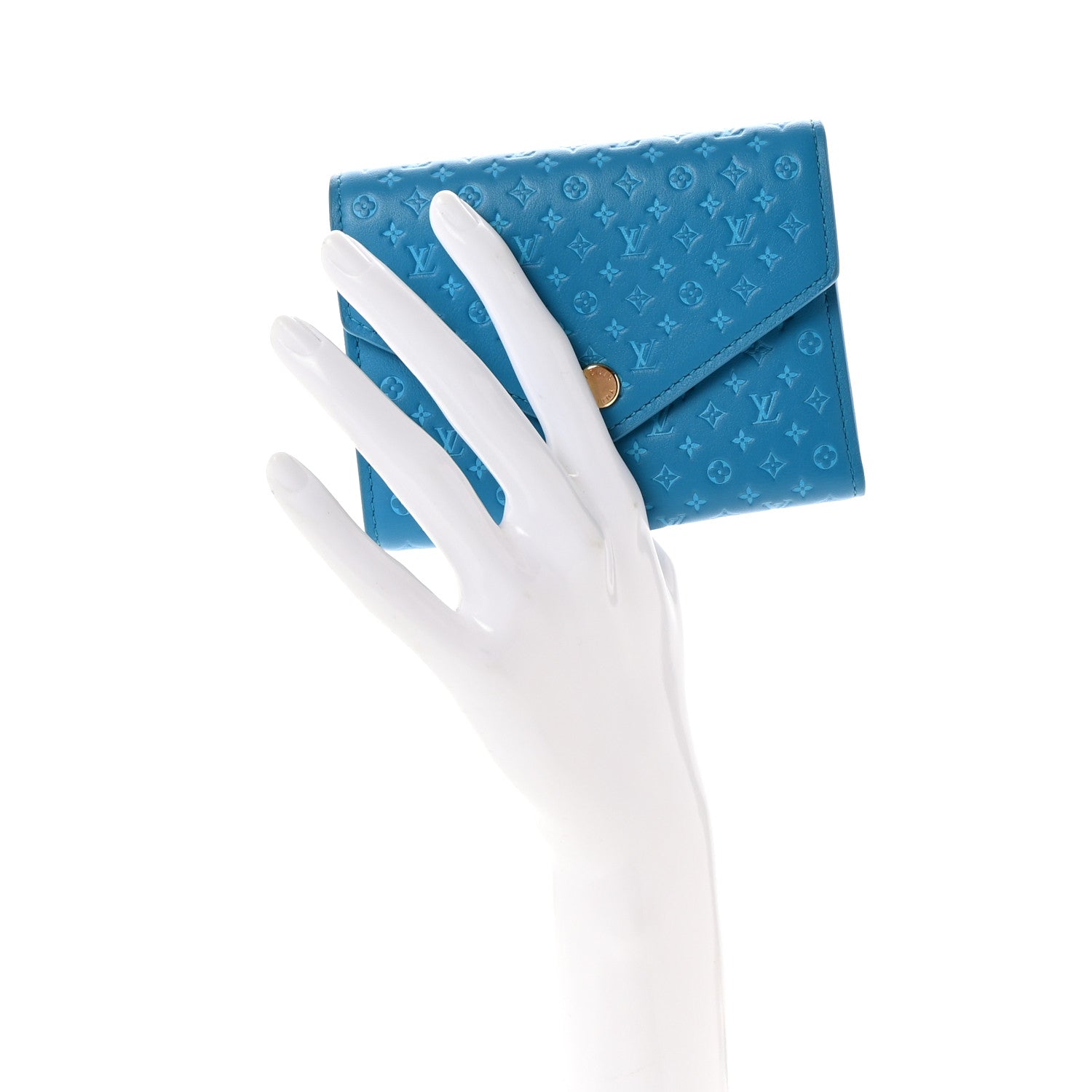 Louis Vuitton Calfskin Nanogram Embossed Victorine Wallet Bleu 2 of 6