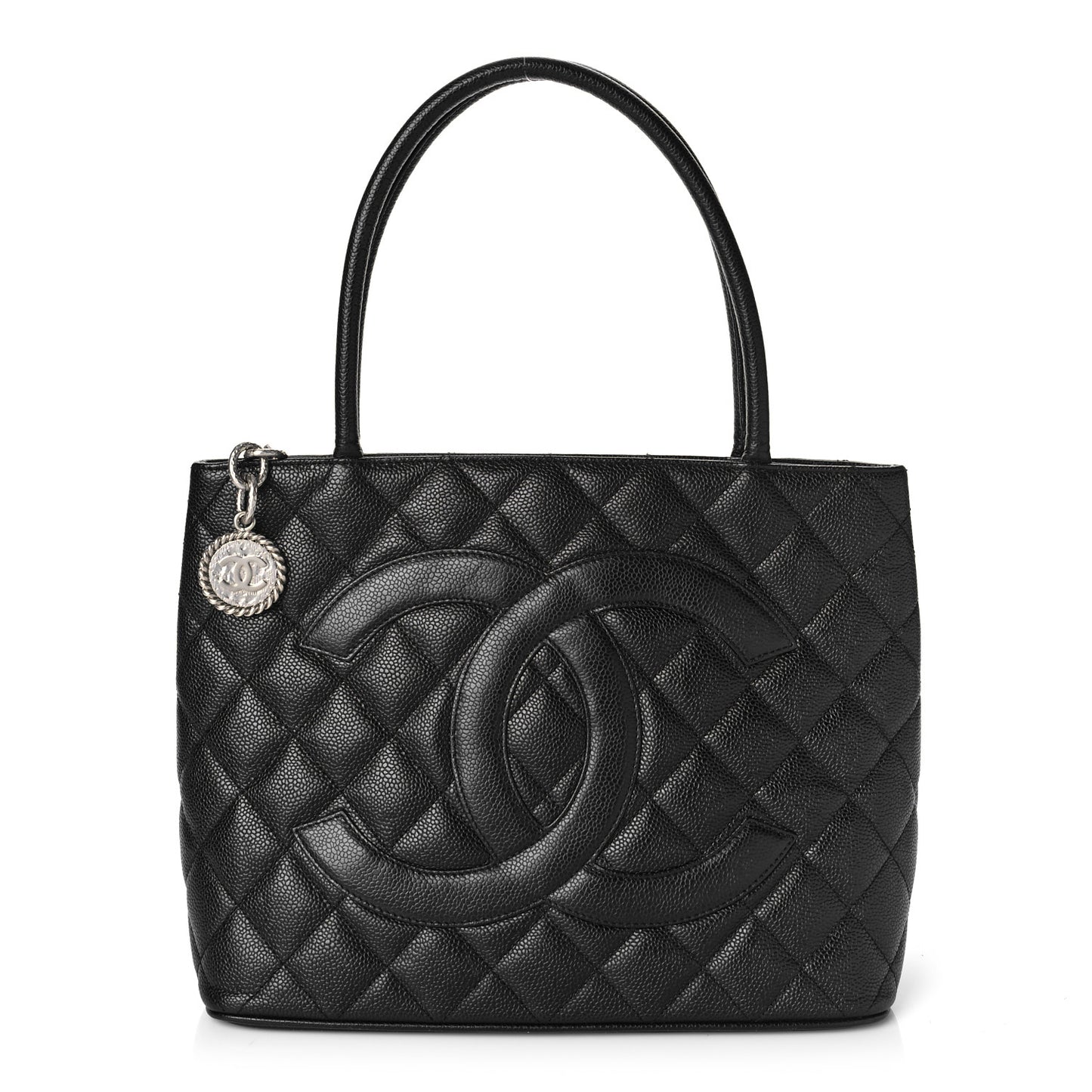 Caviar Quilted Medallion Tote Black