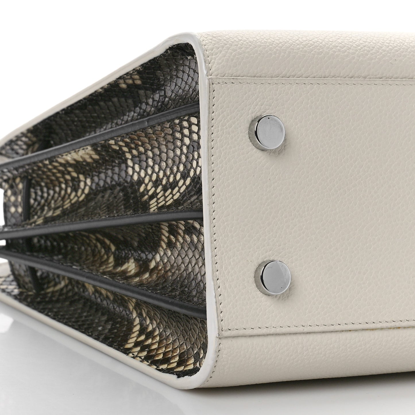 Grained Calfskin Baby Sac De Jour White Black
