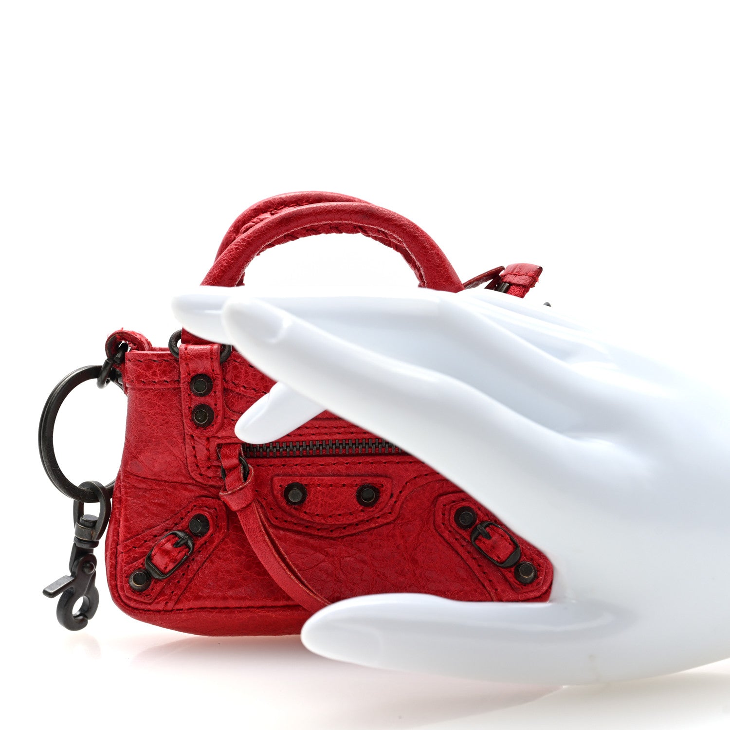 Balenciaga Agneau Classic Hardware Mini First Bag Charm Rouge 2 of 6