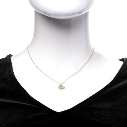 Van Cleef & Arpels 18K Yellow Gold Mother of Pearl Sweet Alhambra Butterfly Pendant Necklace 2 of 7