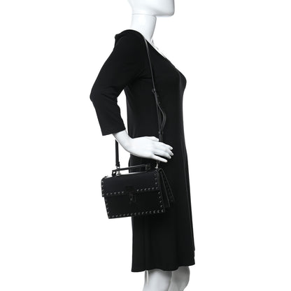 Valentino Garavani Calfskin Rockstud Flap Top Handle Crossbody Bag Black 3 of 8