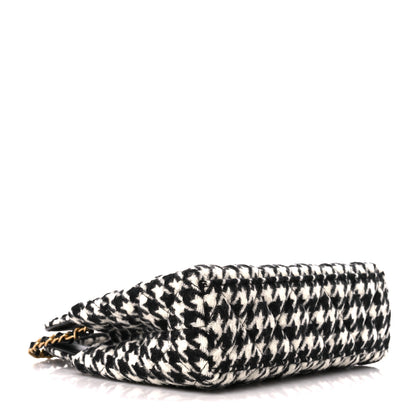 Chanel Tweed Houndstooth Quilted Nano Kelly Shopper Black White 4 of 11