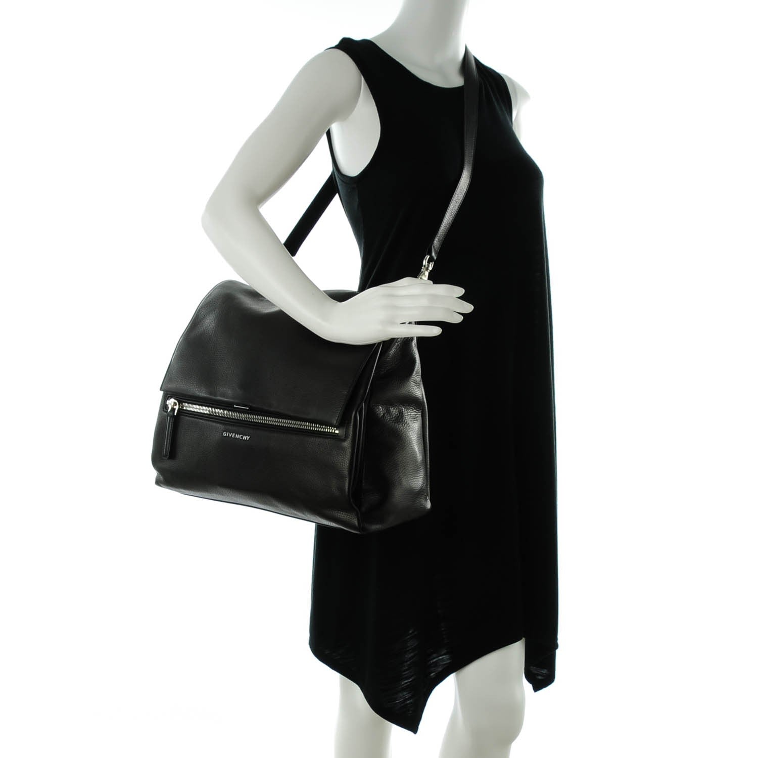 Givenchy Waxy Grained Calfskin Medium Pandora Pure Flap Bag Black 2 of 7