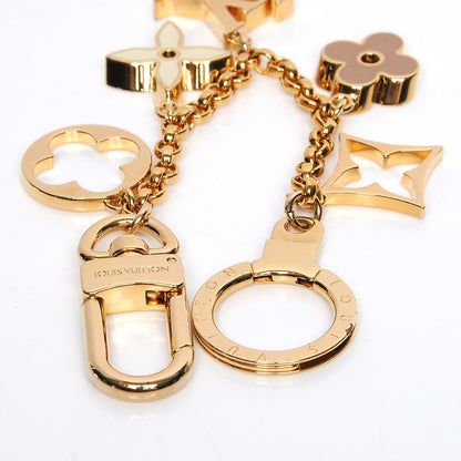 Louis Vuitton Brass Enamel Fleur De Monogram Bag Charm Chain Gold 3 of 4