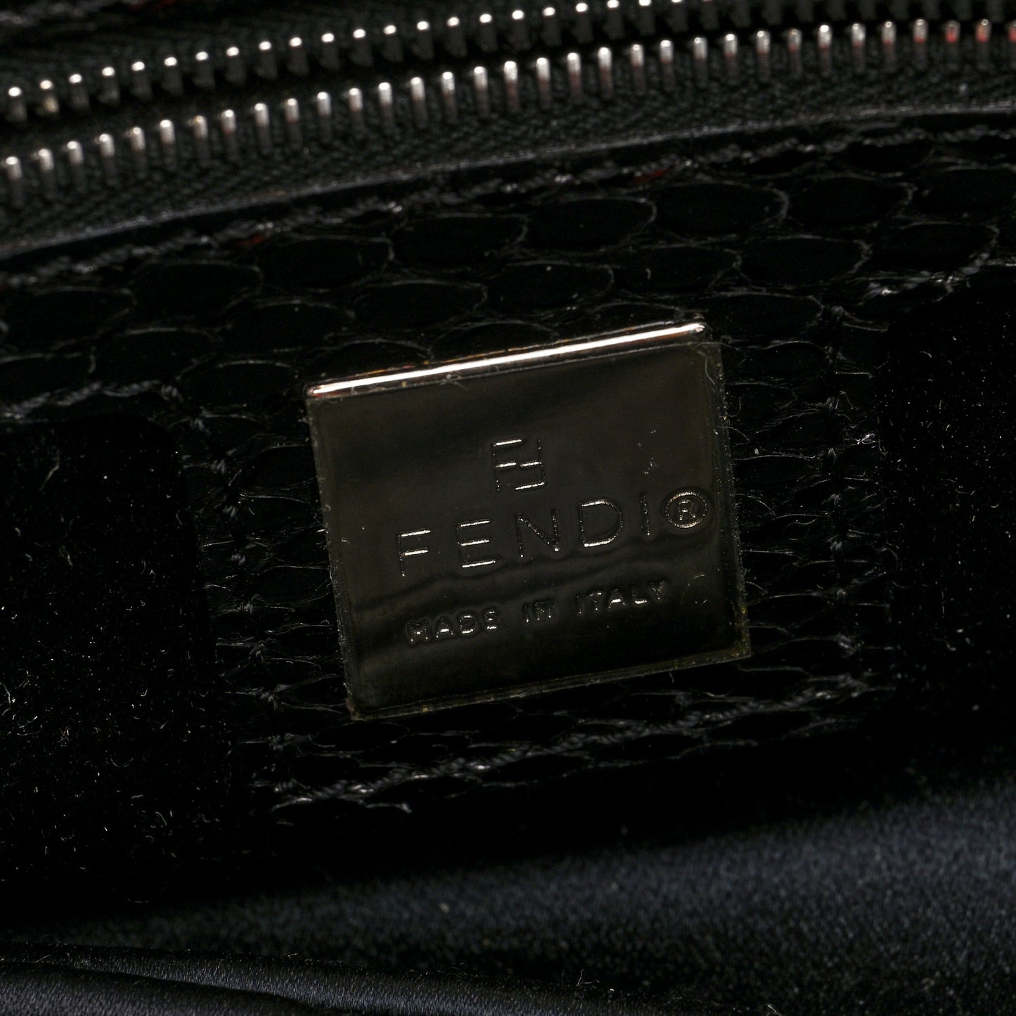 Sequin Paillettes Snakeskin Baguette Black