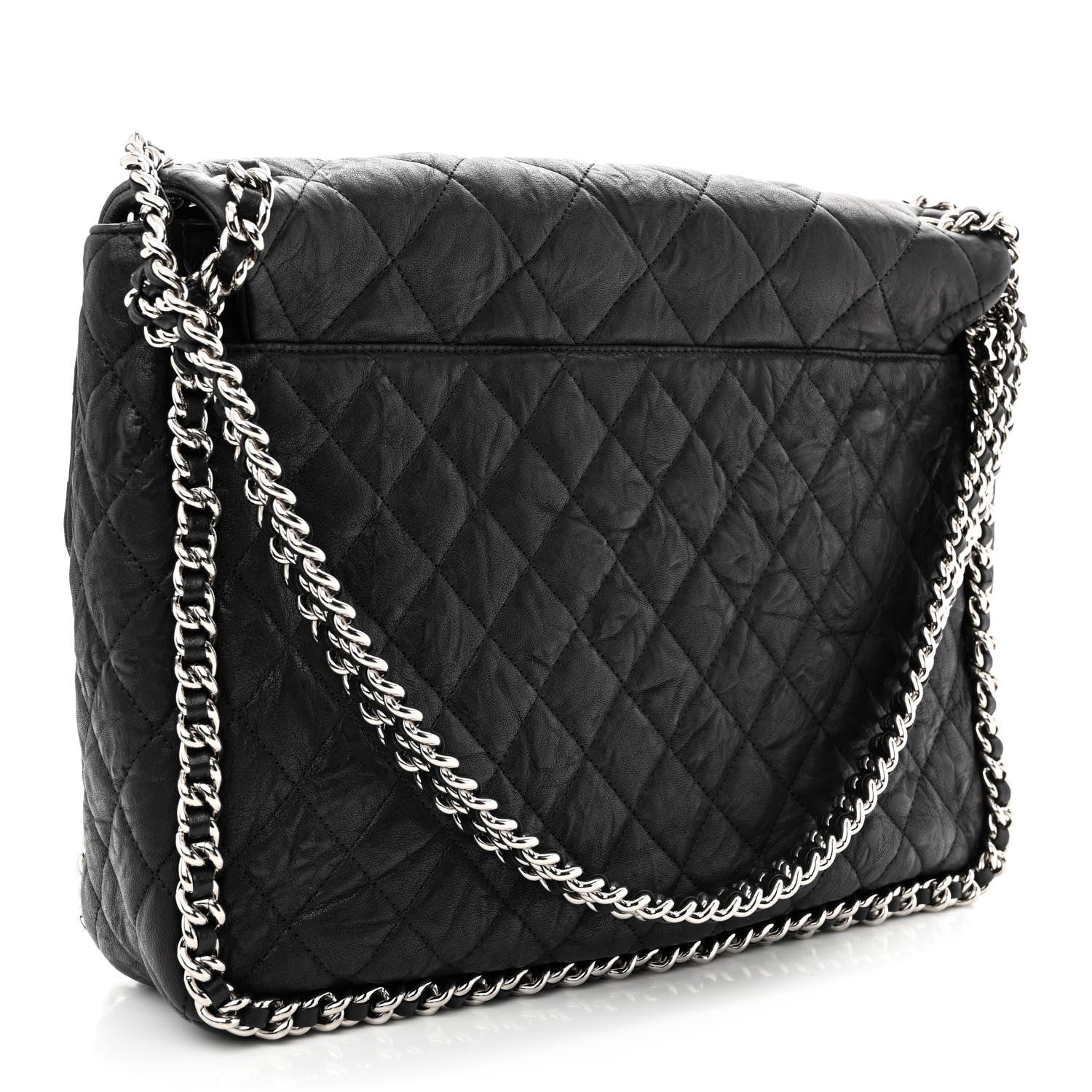 Chanel Washed Lambskin Quilted Maxi Chain Around Flap Black 3 of 11