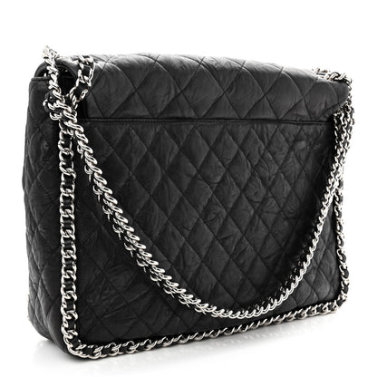 Chanel Washed Lambskin Quilted Maxi Chain Around Flap Black 3 of 11