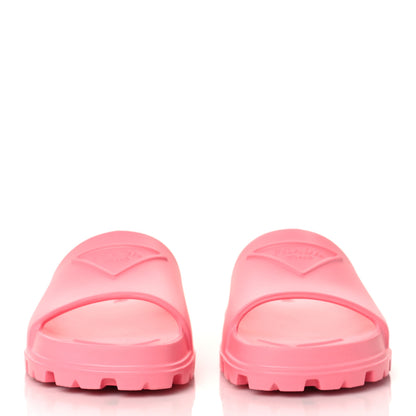 Prada EVA Rubber Triangle Logo Embossed Womens Lug Sole 20mm Slide Sandals 39 Begonia 2 of 9