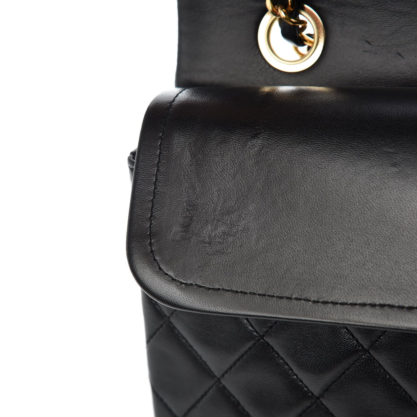 Lambskin Quilted Medium Double Flap Black