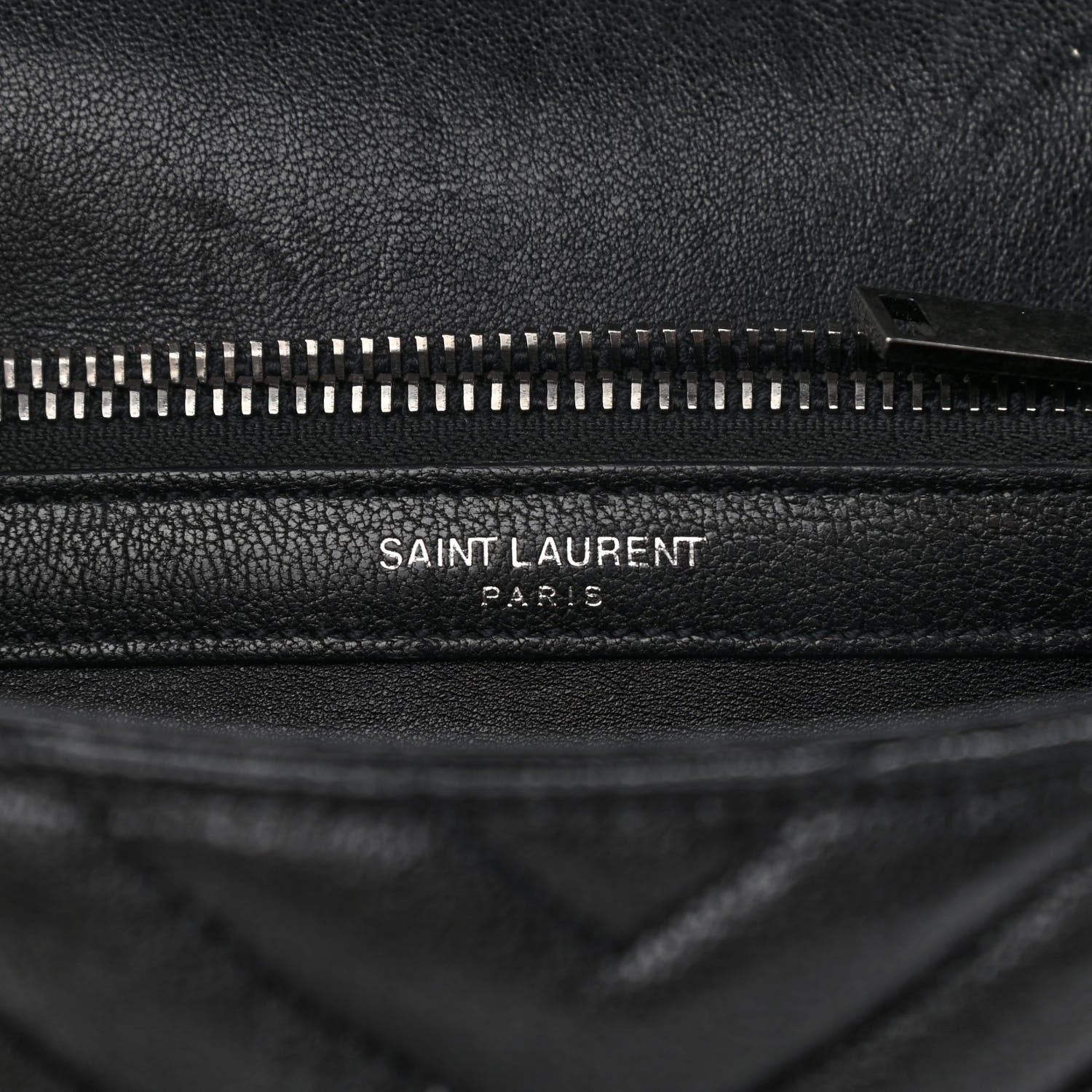 Saint Laurent Sheepskin Matelasse Chevron Monogram Medium College Bag Black 5 of 13