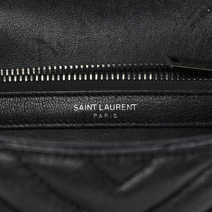 Saint Laurent Sheepskin Matelasse Chevron Monogram Medium College Bag Black 5 of 13
