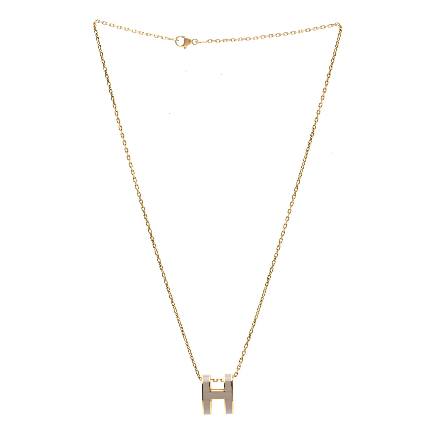 Lacquered Gold Pop H Pendant Necklace Marron Glace