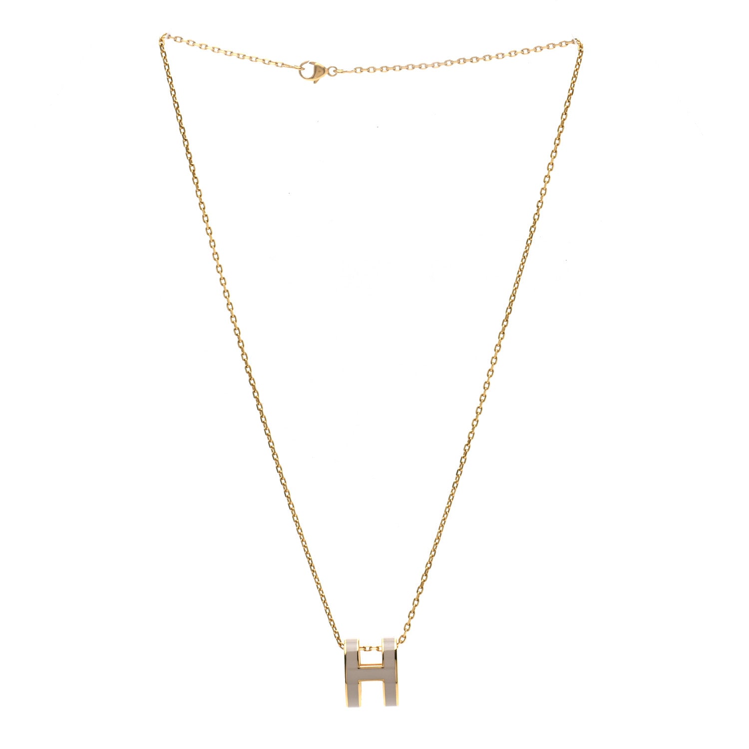 Hermes Lacquered Gold Pop H Pendant Necklace Marron Glace 3 of 8