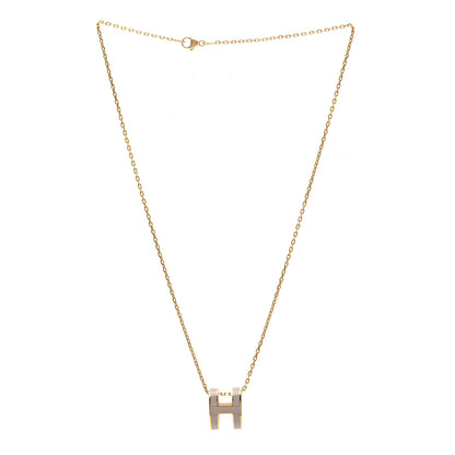 Hermes Lacquered Gold Pop H Pendant Necklace Marron Glace 3 of 8