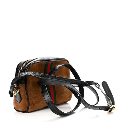 Gucci Suede Patent Web Mini Ophidia Shoulder Bag Nocciola Black 3 of 10