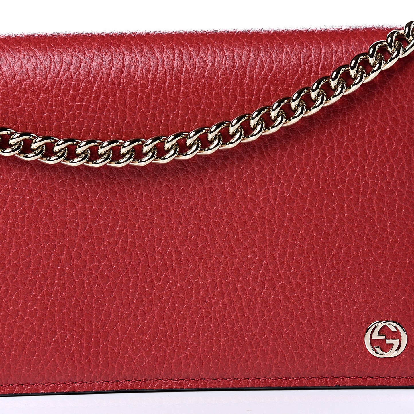 Dollar Calfskin Medium Betty Chain Wallet Tabasco Red
