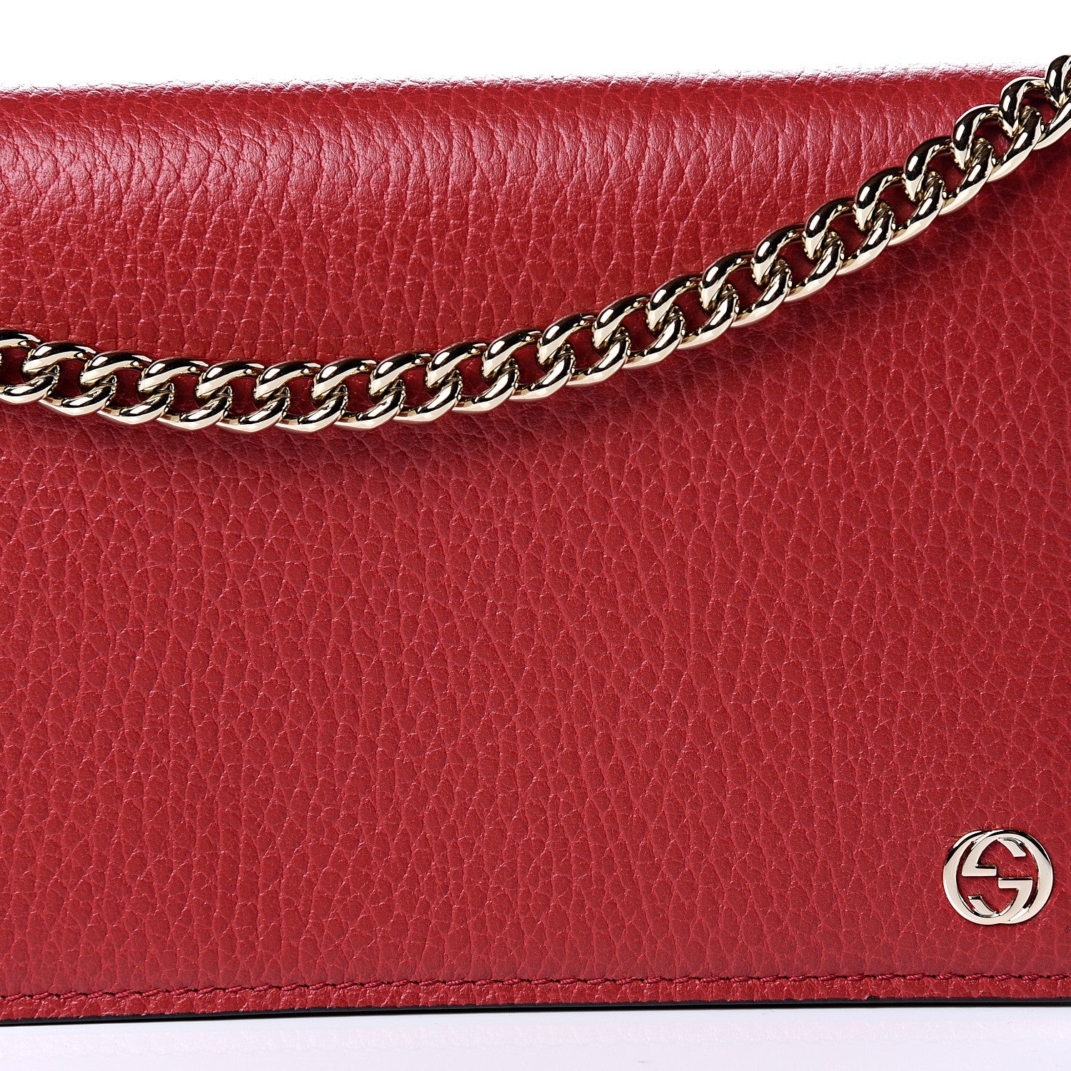Gucci Dollar Calfskin Medium Betty Chain Wallet Tabasco Red 8 of 9